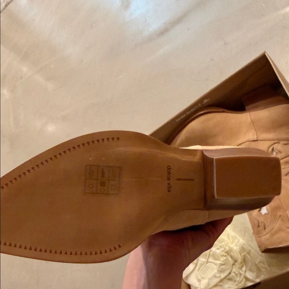 Dolce Vita Beige Suede Cutout Heeled Boots - Picture 4 of 4